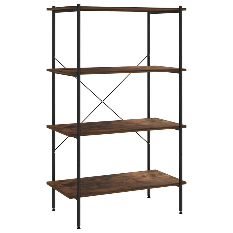 vidaXL fekete és sötét faszínű 4 szintes polcrendszer 80 x 40 x 130 cm