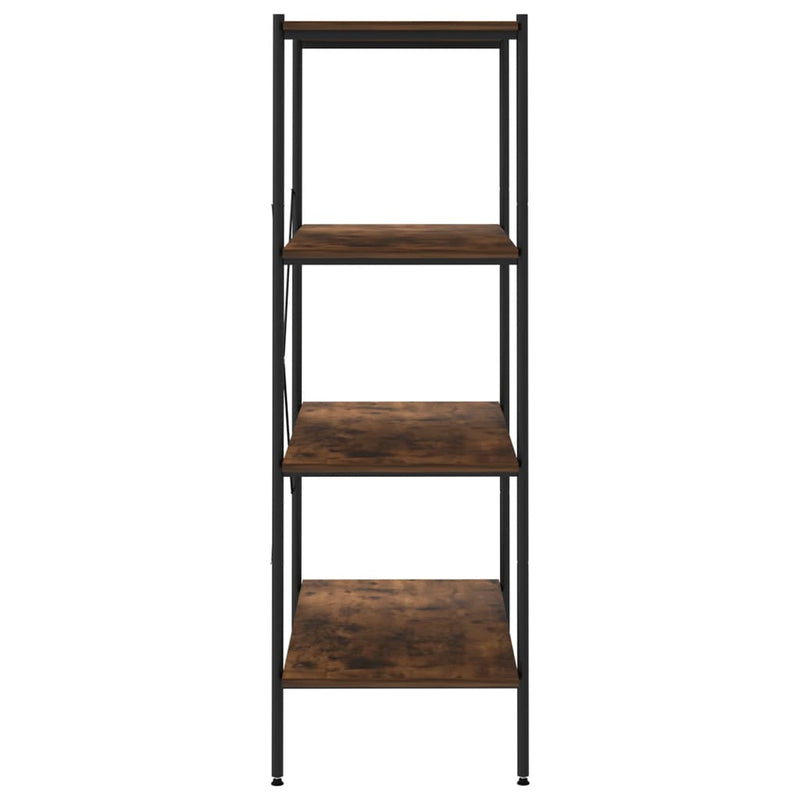 vidaXL fekete és sötét faszínű 4 szintes polcrendszer 80 x 40 x 130 cm