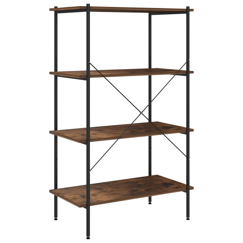 vidaXL fekete és sötét faszínű 4 szintes polcrendszer 80 x 40 x 130 cm