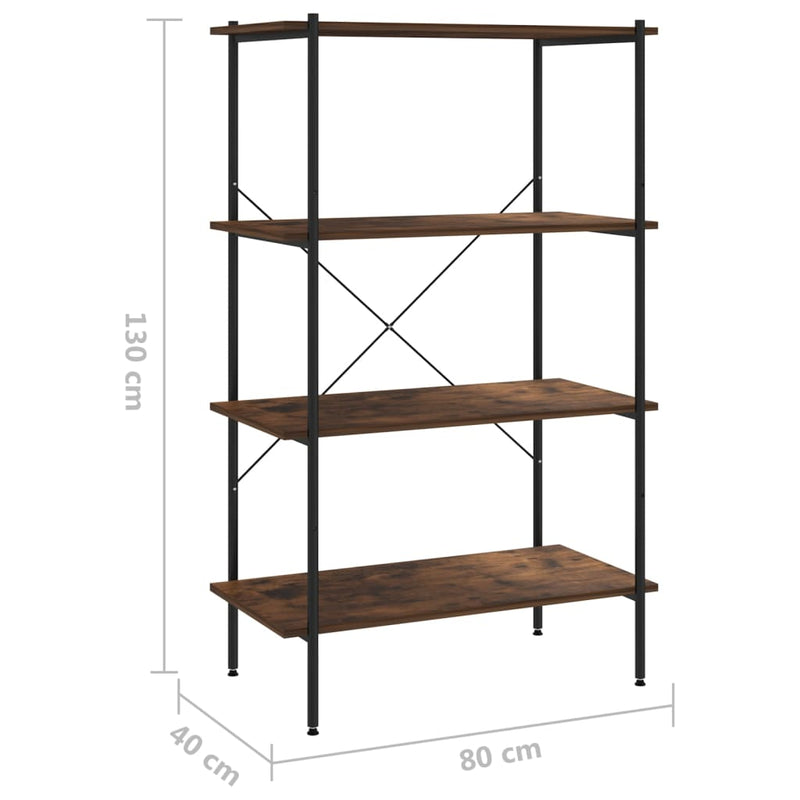 vidaXL fekete és sötét faszínű 4 szintes polcrendszer 80 x 40 x 130 cm