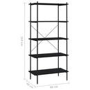 vidaXL fekete 5 szintes polcrendszer 80x40x163 cm