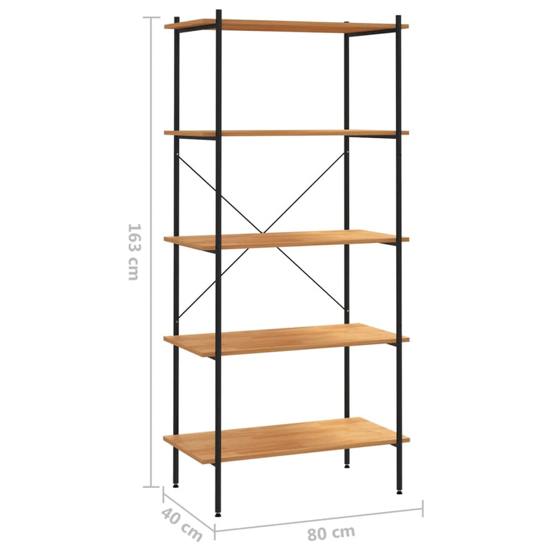 vidaXL 5 szintes polcrendszer fekete és tölgy 80x40x163 cm