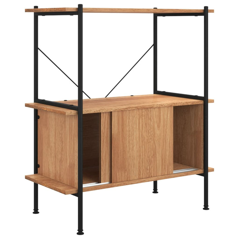 vidaXL 3 szintes acél és szerelt fa polc szekrénnyel 80 x 40 x 92 cm