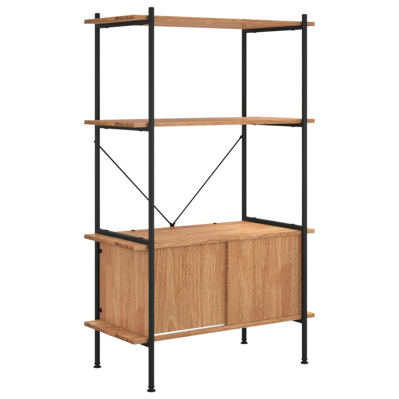 vidaXL 4 szintes acél és szerelt fa polc szekrénnyel 80x40x130 cm