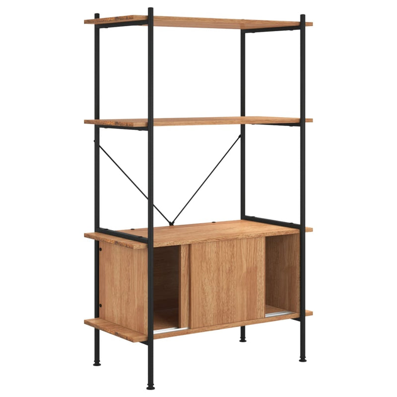 vidaXL 4 szintes acél és szerelt fa polc szekrénnyel 80x40x130 cm