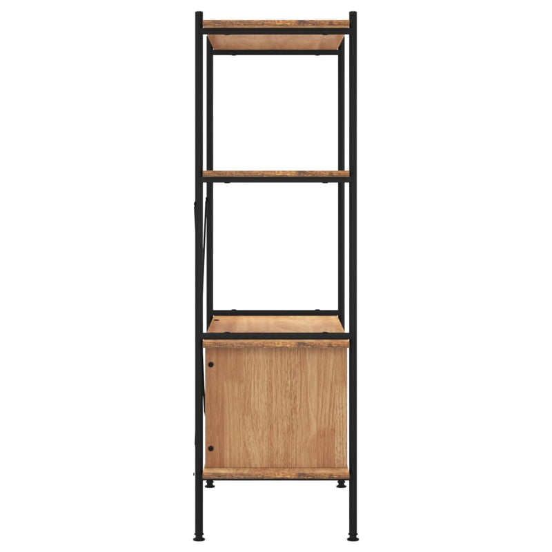 vidaXL 4 szintes acél és szerelt fa polc szekrénnyel 80x40x130 cm