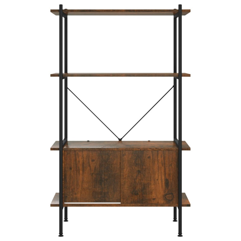 vidaXL 4 szintes acél és szerelt fa polc szekrénnyel 80x40x130 cm