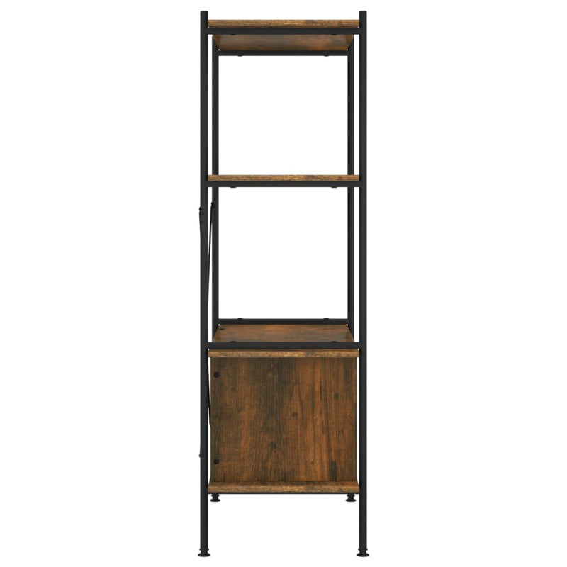 vidaXL 4 szintes acél és szerelt fa polc szekrénnyel 80x40x130 cm
