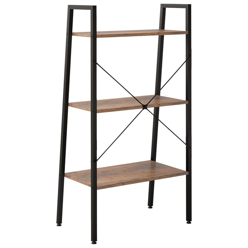 vidaXL 3 szintes sötétbarna és fekete állópolc 56 x 35 x 108 cm