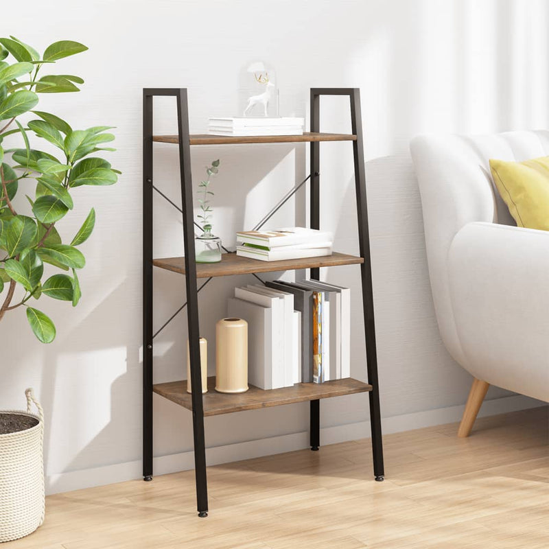 vidaXL 3 szintes sötétbarna és fekete állópolc 56 x 35 x 108 cm