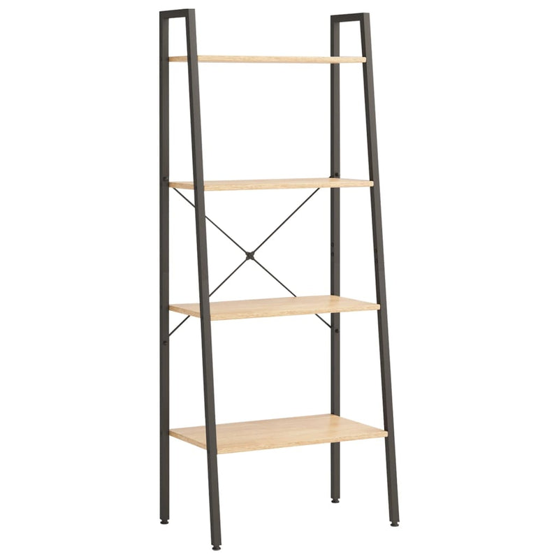 vidaXL 4-szintes világosbarna-fekete állópolc 56 x 35 x 140 cm