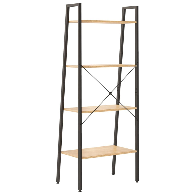 vidaXL 4-szintes világosbarna-fekete állópolc 56 x 35 x 140 cm
