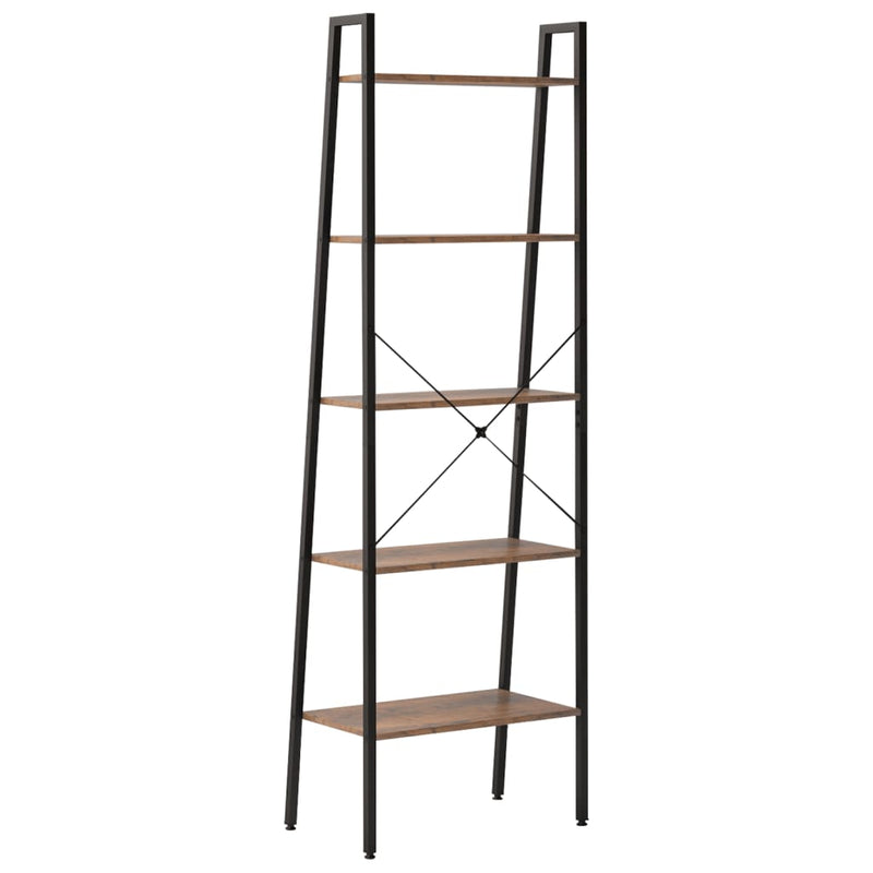 vidaXL 5 szintes sötétbarna és fekete állópolc 56 x 35 x 174 cm