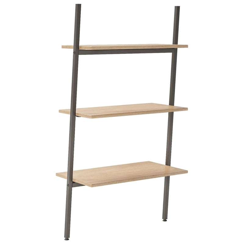 vidaXL 3 szintes világosbarna és fekete létrapolc 64 x 34 x 116 cm