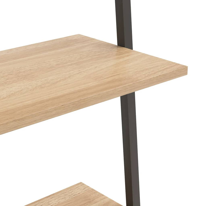 vidaXL 3 szintes világosbarna és fekete létrapolc 64 x 34 x 116 cm