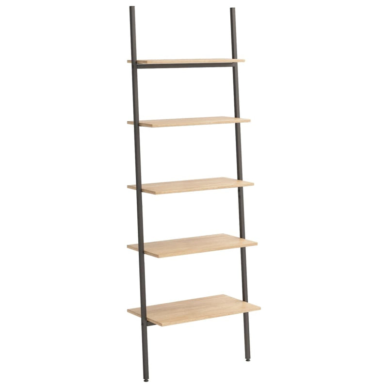 vidaXL 5 szintes világosbarna és fekete létrapolc 64 x 34 x 185,5 cm
