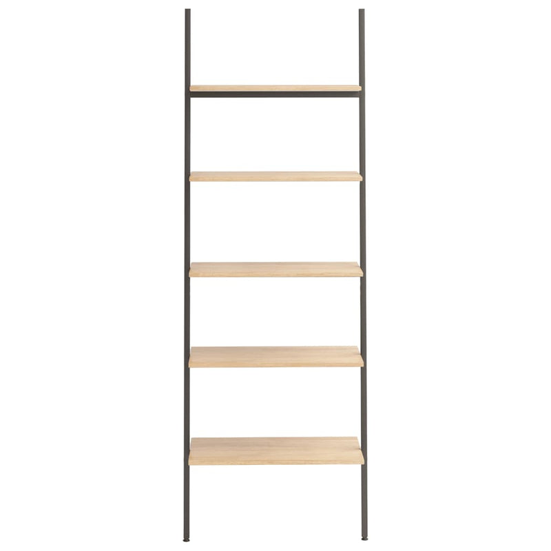 vidaXL 5 szintes világosbarna és fekete létrapolc 64 x 34 x 185,5 cm
