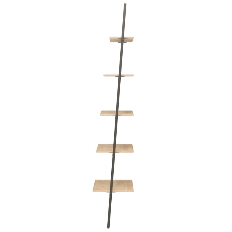 vidaXL 5 szintes világosbarna és fekete létrapolc 64 x 34 x 185,5 cm