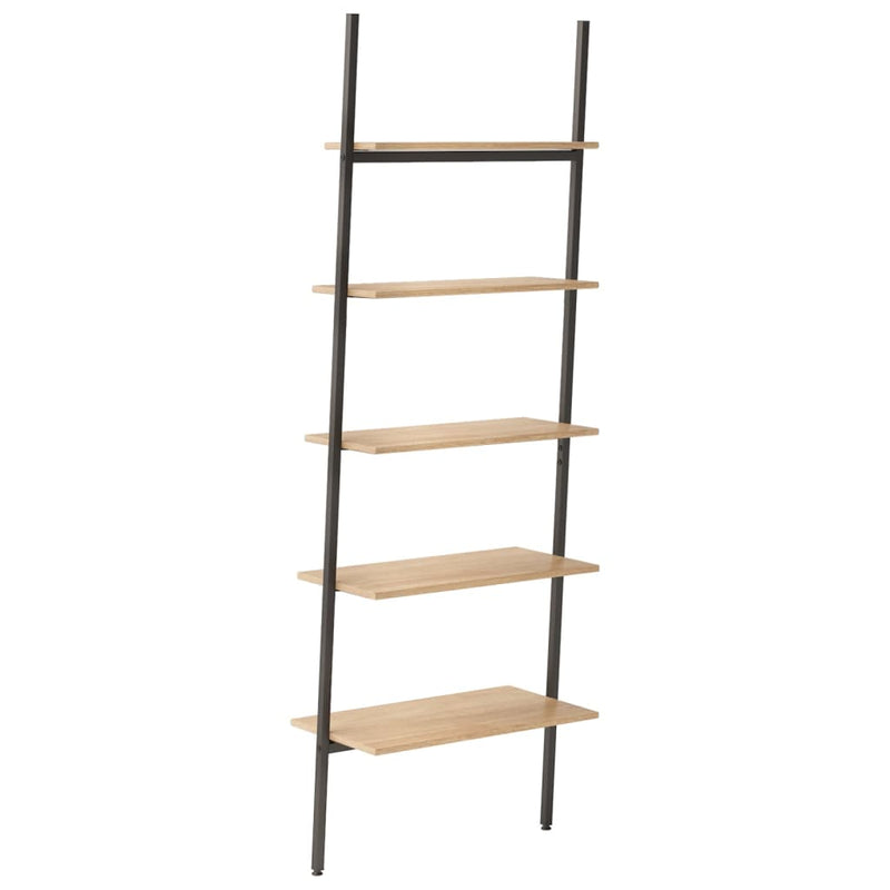 vidaXL 5 szintes világosbarna és fekete létrapolc 64 x 34 x 185,5 cm