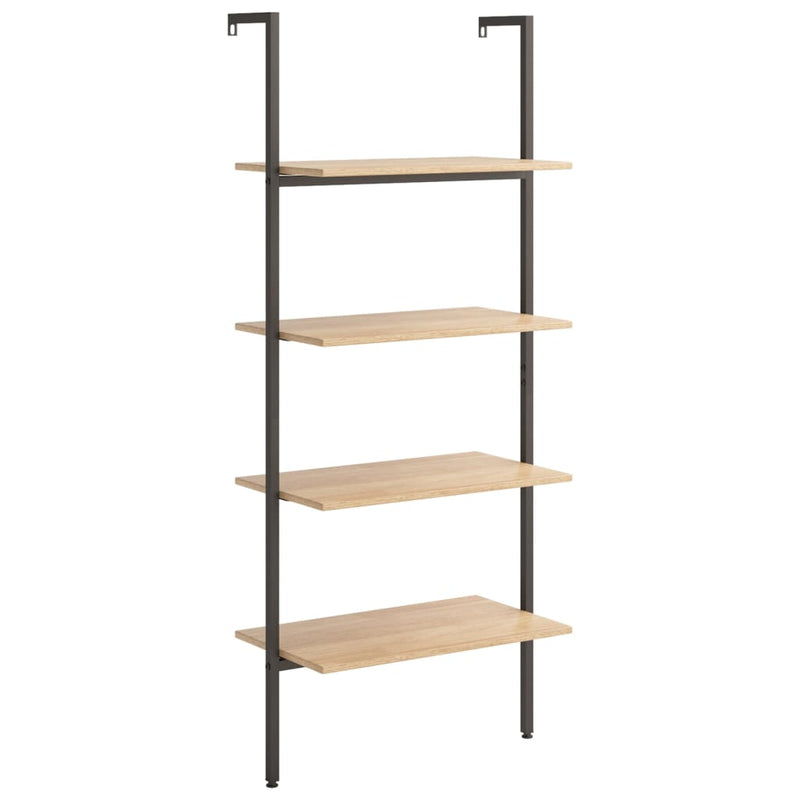 vidaXL 4 szintes világosbarna és fekete létrapolc 64 x 35 x 152,5 cm