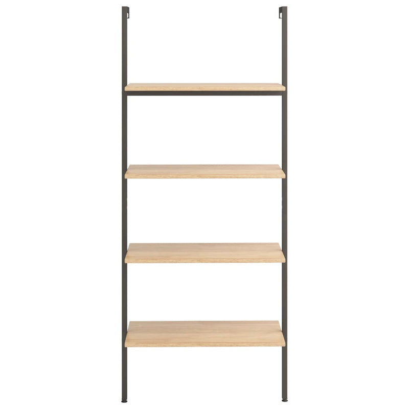 vidaXL 4 szintes világosbarna és fekete létrapolc 64 x 35 x 152,5 cm