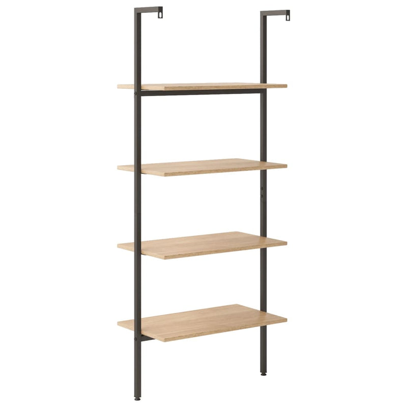 vidaXL 4 szintes világosbarna és fekete létrapolc 64 x 35 x 152,5 cm