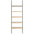 vidaXL 5 szintes világosbarna és fekete létrapolc 64 x 35 x 185 cm