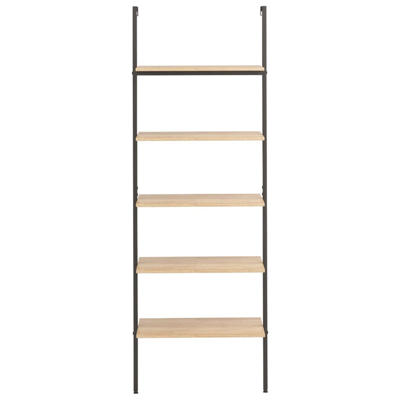 vidaXL 5 szintes világosbarna és fekete létrapolc 64 x 35 x 185 cm