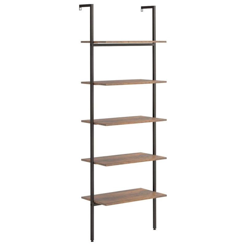 vidaXL 5 szintes sötétbarna és fekete létrapolc 64 x 35 x 185 cm