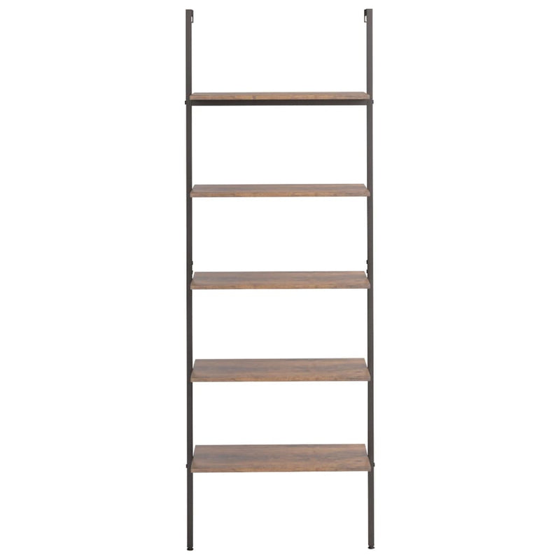 vidaXL 5 szintes sötétbarna és fekete létrapolc 64 x 35 x 185 cm