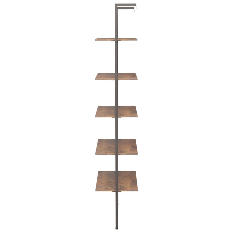 vidaXL 5 szintes sötétbarna és fekete létrapolc 64 x 35 x 185 cm