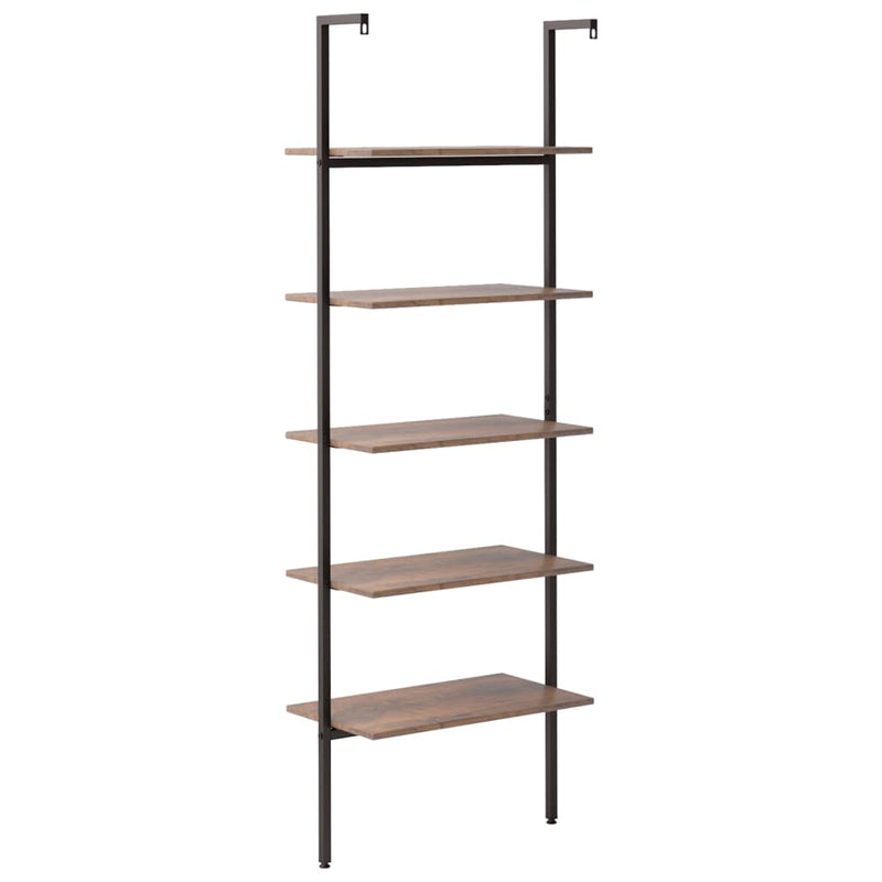vidaXL 5 szintes sötétbarna és fekete létrapolc 64 x 35 x 185 cm