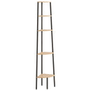vidaXL 5 szintes világosbarna és fekete sarokpolc 45,5 x 31,5 x 180 cm