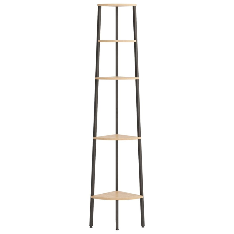 vidaXL 5 szintes világosbarna és fekete sarokpolc 45,5 x 31,5 x 180 cm