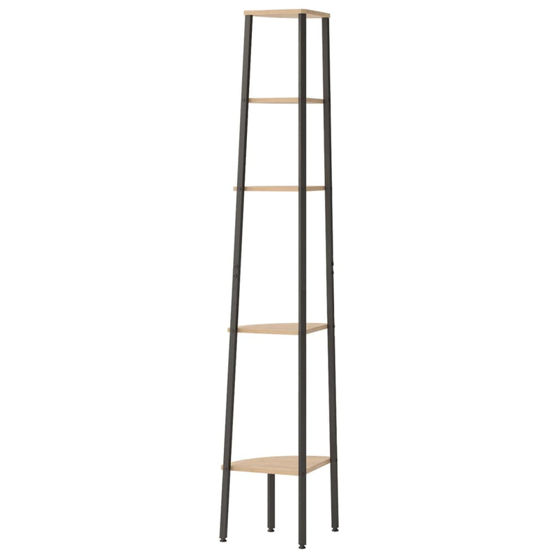 vidaXL 5 szintes világosbarna és fekete sarokpolc 45,5 x 31,5 x 180 cm