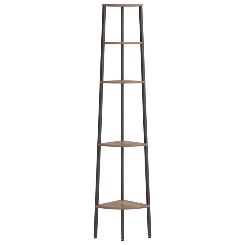 vidaXL 5 szintes sötétbarna és fekete sarokpolc 45,5 x 31,5 x 180 cm