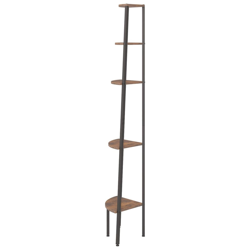 vidaXL 5 szintes sötétbarna és fekete sarokpolc 45,5 x 31,5 x 180 cm