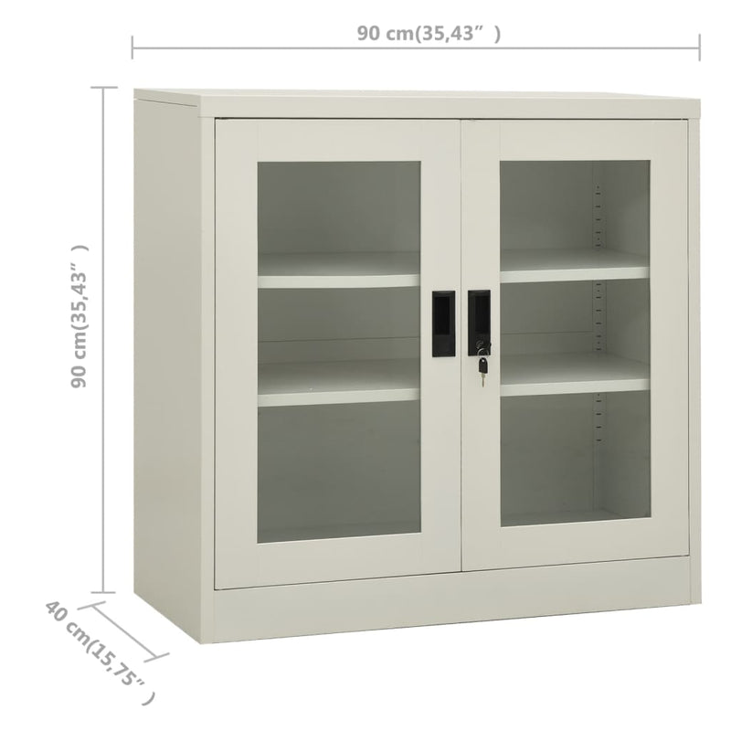 vidaXL világosszürke acél irodai szekrény 90 x 40 x 90 cm