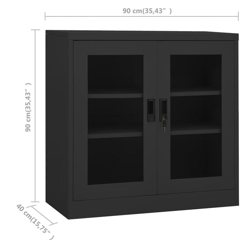 vidaXL antracitszürke acél irodai szekrény 90 x 40 x 90 cm