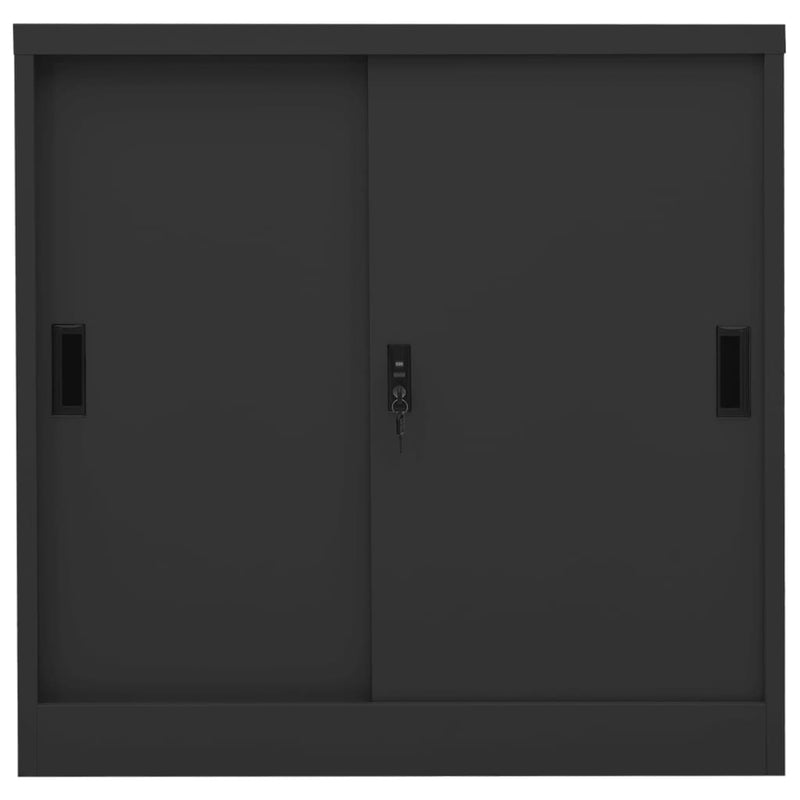 vidaXL antracitszürke acél tolóajtós irodai szekrény 90 x 40 x 90 cm