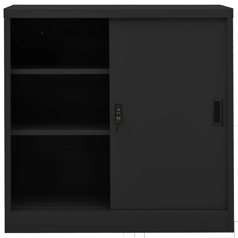 vidaXL antracitszürke acél tolóajtós irodai szekrény 90 x 40 x 90 cm