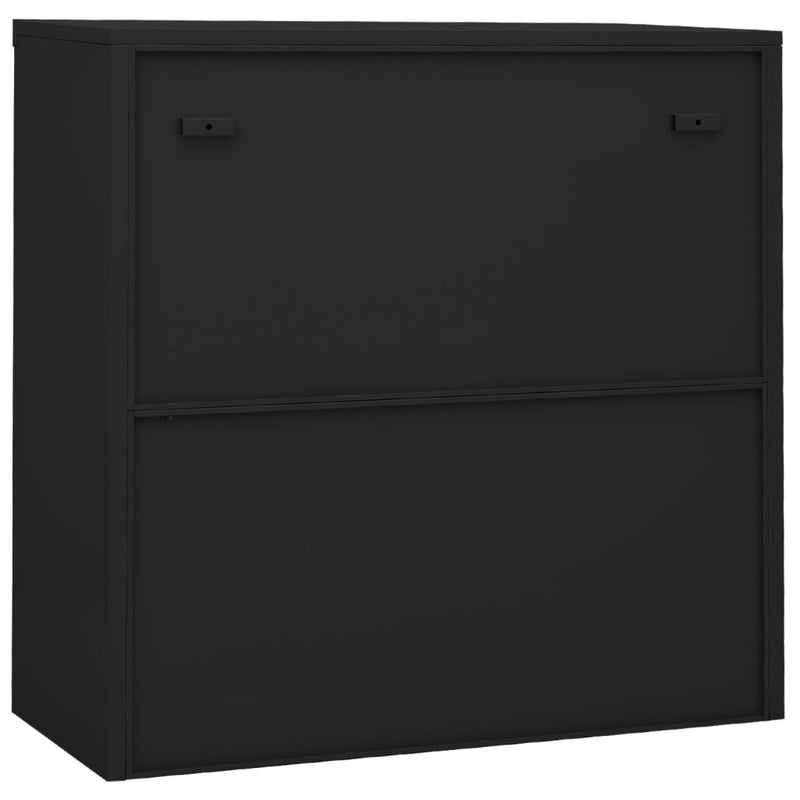 vidaXL antracitszürke acél tolóajtós irodai szekrény 90 x 40 x 90 cm