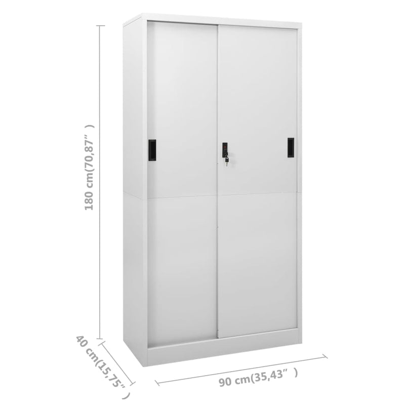 vidaXL világosszürke acél tolóajtós irodai szekrény 90 x 40 x 180 cm