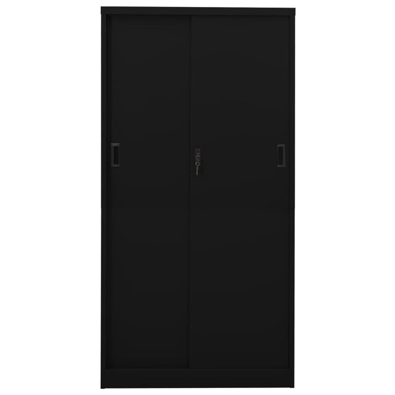 vidaXL fekete acél tolóajtós irodai szekrény 90 x 40 x 180 cm