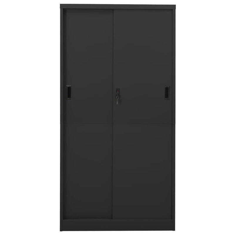 vidaXL antracitszürke acél tolóajtós irodai szekrény 90 x 40 x 180 cm
