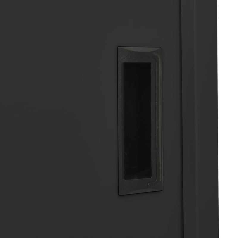 vidaXL antracitszürke acél tolóajtós irodai szekrény 90 x 40 x 180 cm