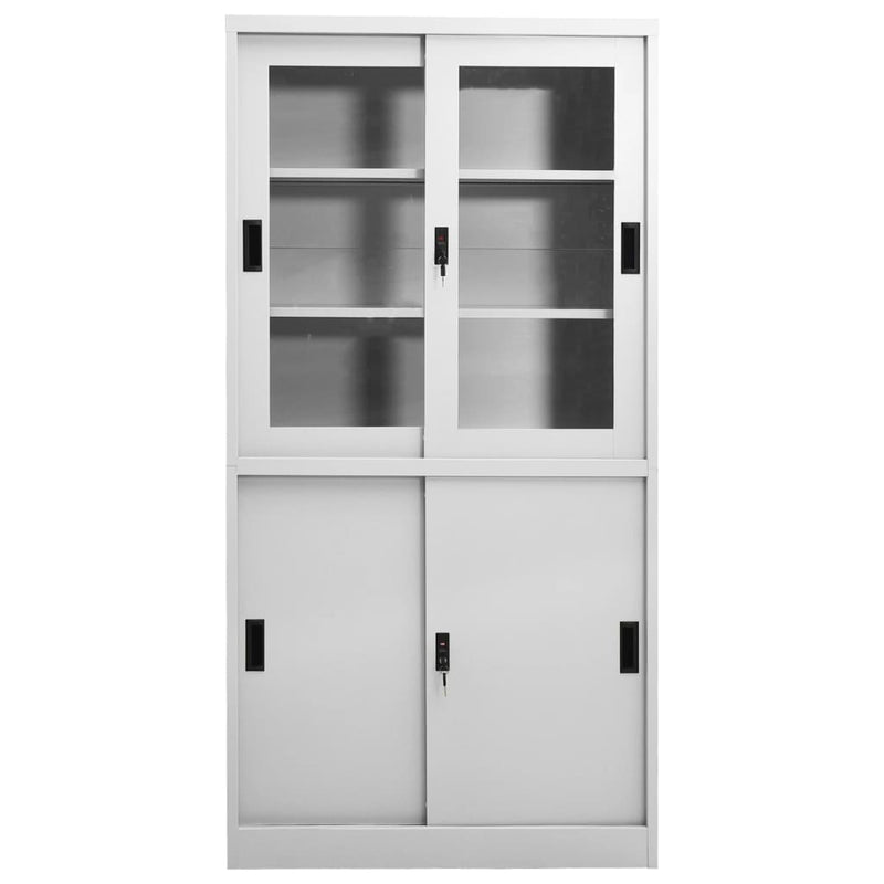vidaXL világosszürke acél tolóajtós irodai szekrény 90 x 40 x 180 cm