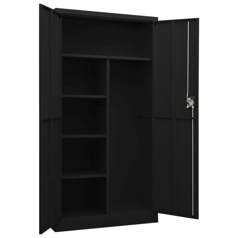 vidaXL fekete acél zárható szekrény 90 x 40 x 180 cm