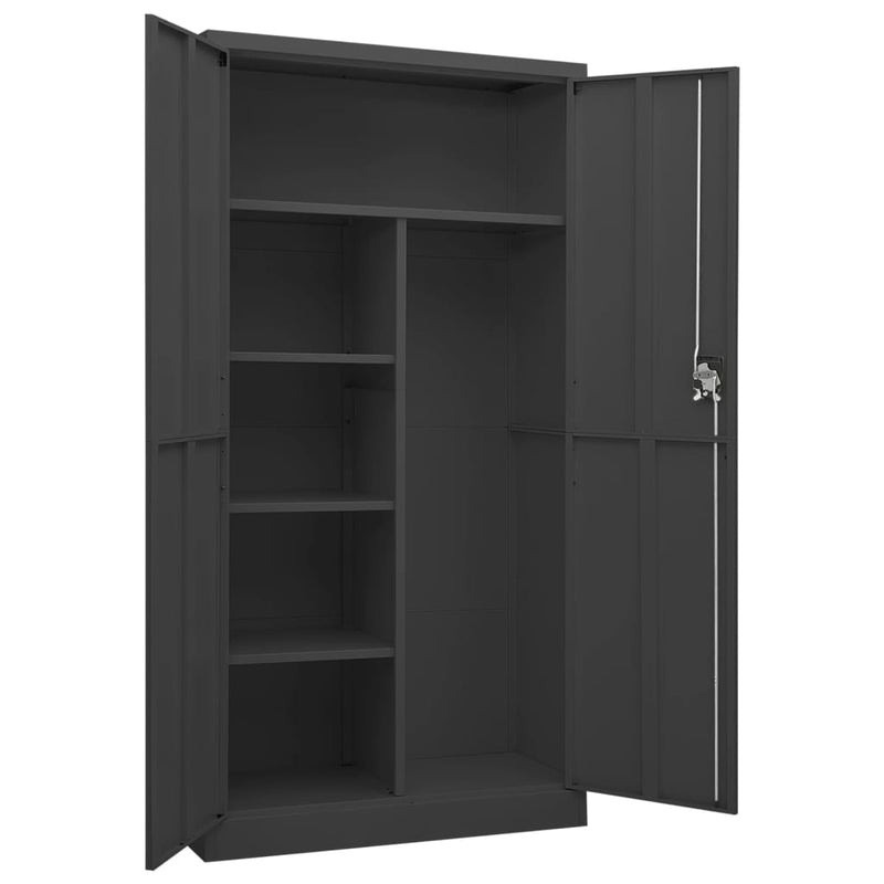 vidaXL antracitszürke acél zárható szekrény 90 x 40 x 180 cm