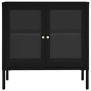 vidaXL fekete acél és üveg tálalószekrény 70 x 35 x 70 cm